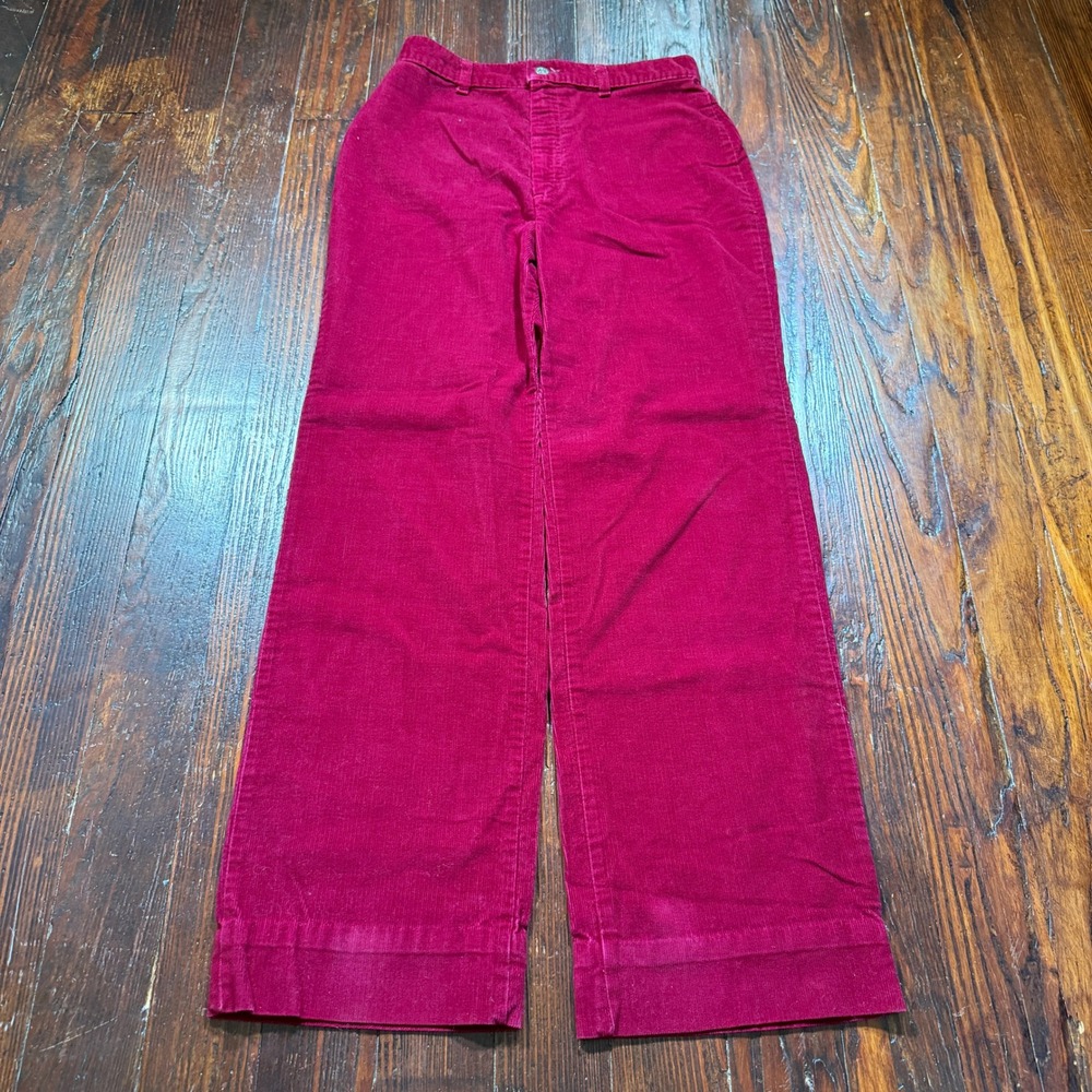 Vintage 80s Levis Corduroy Pants Womens 28x30 Red High Rise Wide Leg